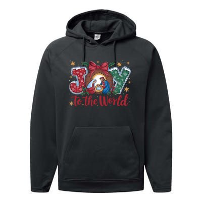 Joy To The World Christmas Xmas Holiday Christian Jesus Performance Fleece Hoodie