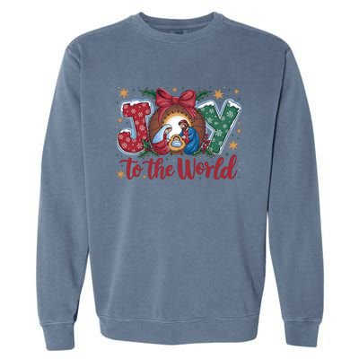 Joy To The World Christmas Xmas Holiday Christian Jesus Garment-Dyed Sweatshirt