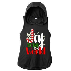 Joy To The World Christmas Festive Ladies PosiCharge Tri-Blend Wicking Draft Hoodie Tank