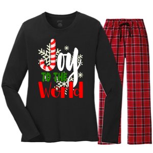 Joy To The World Christmas Festive Women's Long Sleeve Flannel Pajama Set 