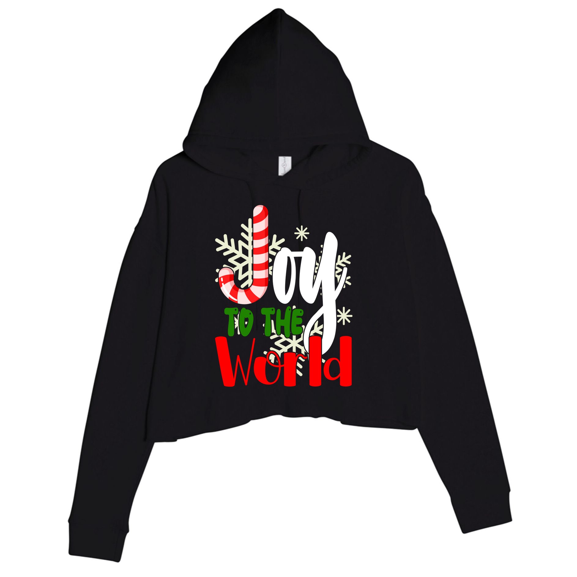 Joy To The World Christmas Festive Crop Fleece Hoodie