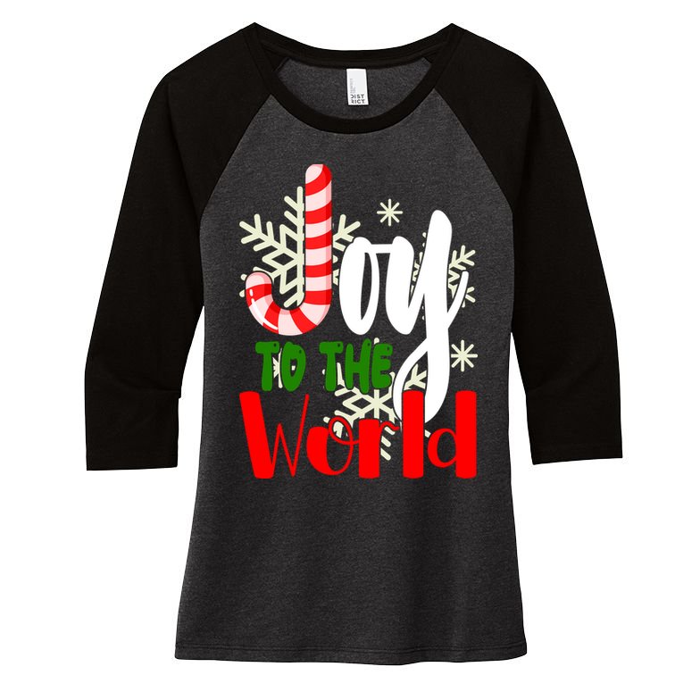 Joy To The World Christmas Festive Women's Tri-Blend 3/4-Sleeve Raglan Shirt