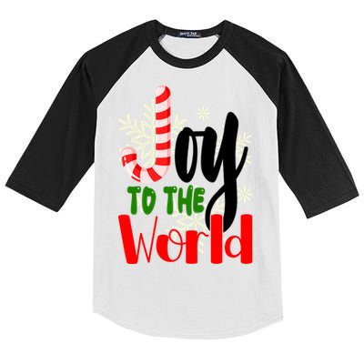 Joy To The World Christmas Festive Kids Colorblock Raglan Jersey