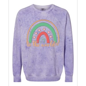 Joy To The World Rainbow Graphic Colorblast Crewneck Sweatshirt