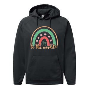 Joy To The World Rainbow Graphic Performance Fleece Hoodie