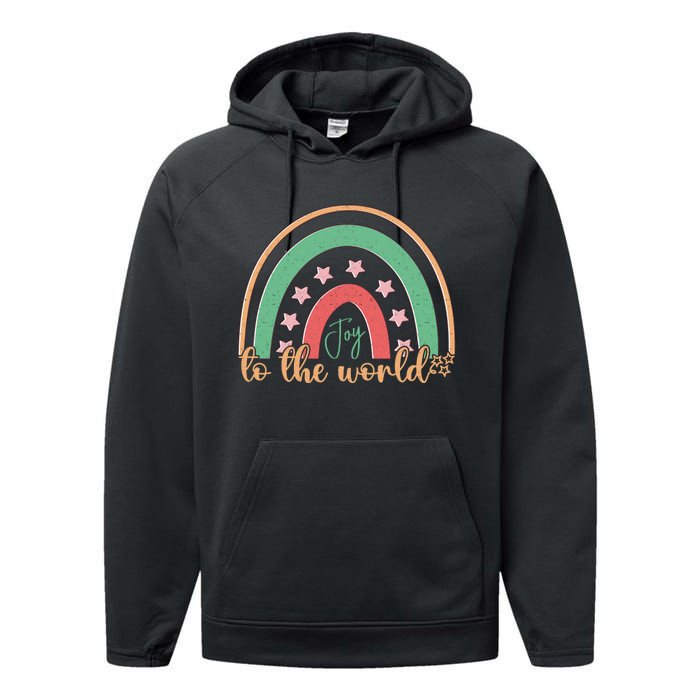 Joy To The World Rainbow Graphic Performance Fleece Hoodie