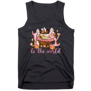 Joy To The World Christmas Tree Cakes Debbie Nativity Scene Tank Top