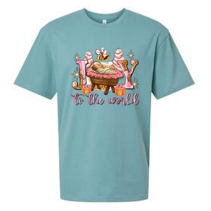 Joy To The World Christmas Tree Cakes Debbie Nativity Scene Sueded Cloud Jersey T-Shirt