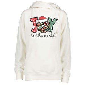 Joy To The World Disco Christmas Holiday Womens Funnel Neck Pullover Hood