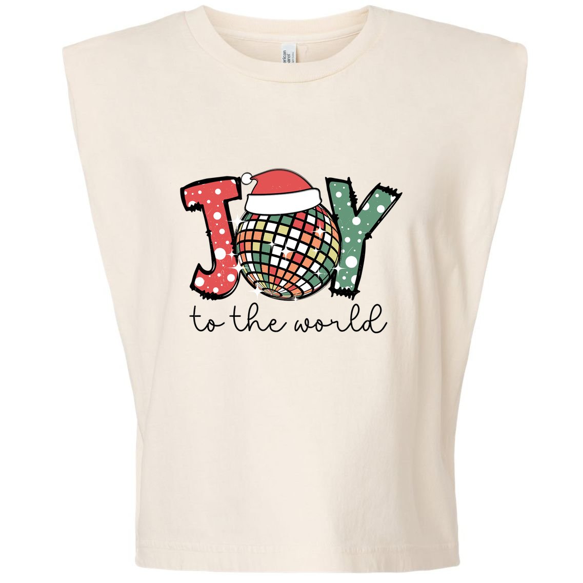Joy To The World Disco Christmas Holiday Garment-Dyed Women's Muscle Tee