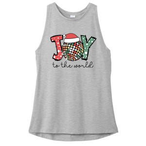 Joy To The World Disco Christmas Holiday Ladies PosiCharge Tri-Blend Wicking Tank