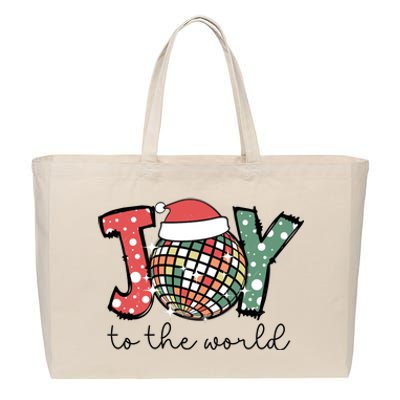 Joy To The World Disco Christmas Holiday Cotton Canvas Jumbo Tote