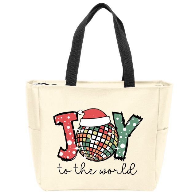 Joy To The World Disco Christmas Holiday Zip Tote Bag