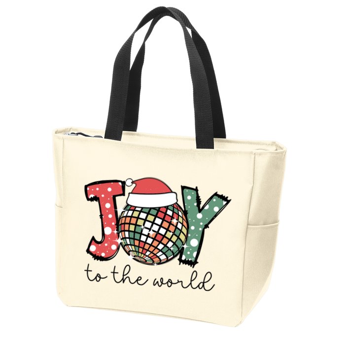 Joy To The World Disco Christmas Holiday Zip Tote Bag