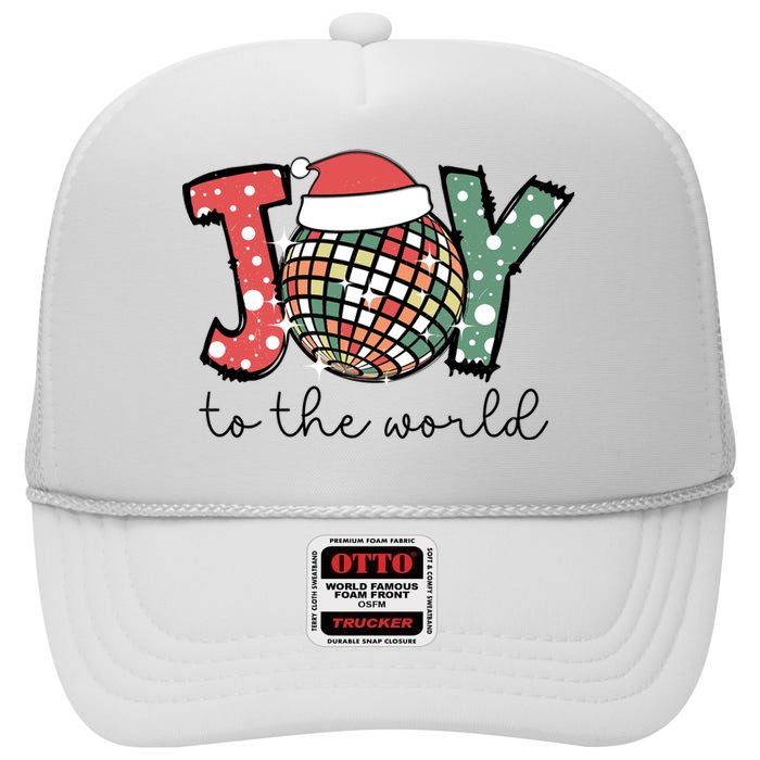 Joy To The World Disco Christmas Holiday High Crown Mesh Back Trucker Hat