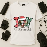Joy To The World Disco Christmas Holiday Cooling Performance Crew T-Shirt