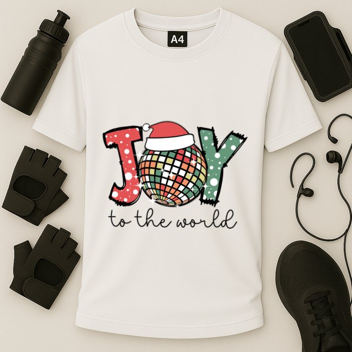 Joy To The World Disco Christmas Holiday Cooling Performance Crew T-Shirt