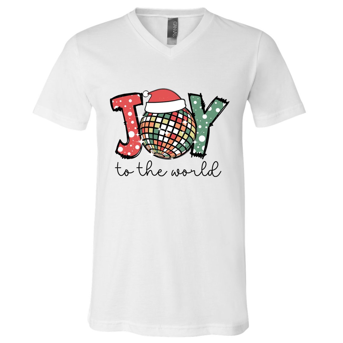 Joy To The World Disco Christmas Holiday V-Neck T-Shirt