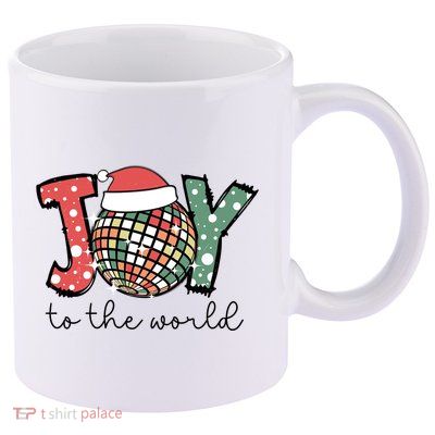 Joy To The World Disco Christmas Holiday 11oz C Handle Ceramic Mug