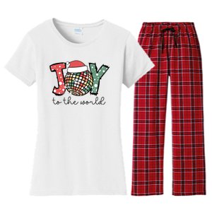 Joy To The World Disco Christmas Holiday Women's Flannel Pajama Set