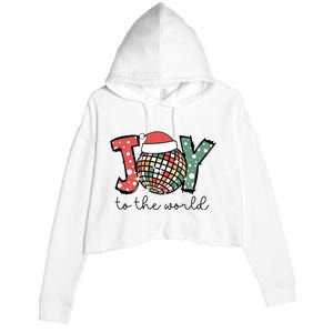 Joy To The World Disco Christmas Holiday Crop Fleece Hoodie