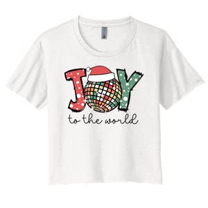 Joy To The World Disco Christmas Holiday Women's Crop Top Tee