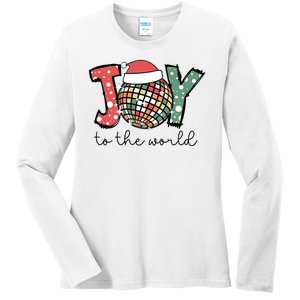 Joy To The World Disco Christmas Holiday Ladies Long Sleeve Shirt