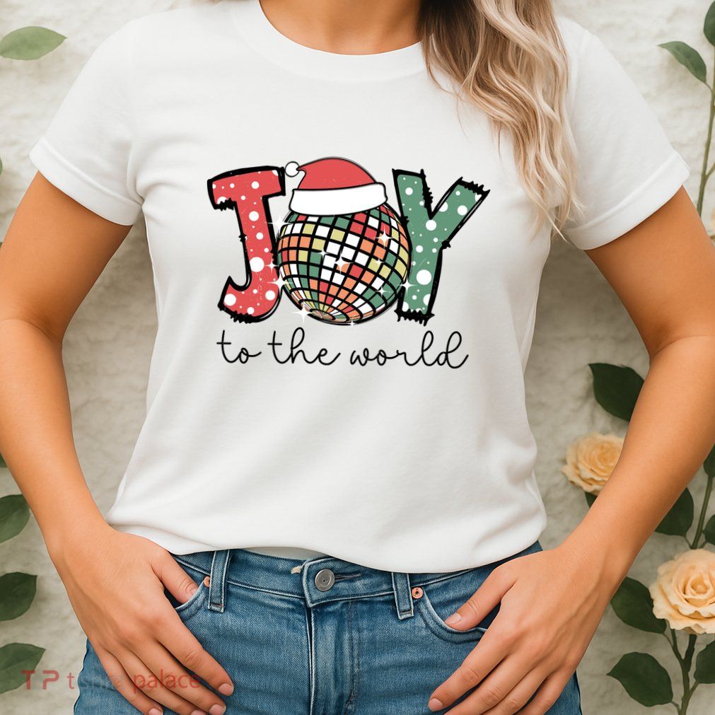Joy To The World Disco Christmas Holiday Womens T-Shirt