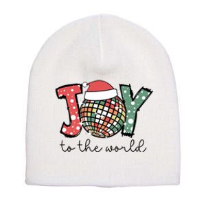 Joy To The World Disco Christmas Holiday Short Acrylic Beanie