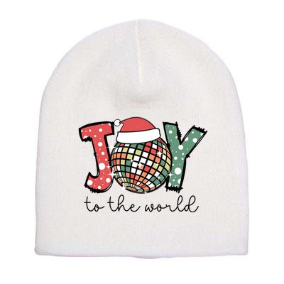 Joy To The World Disco Christmas Holiday Short Acrylic Beanie