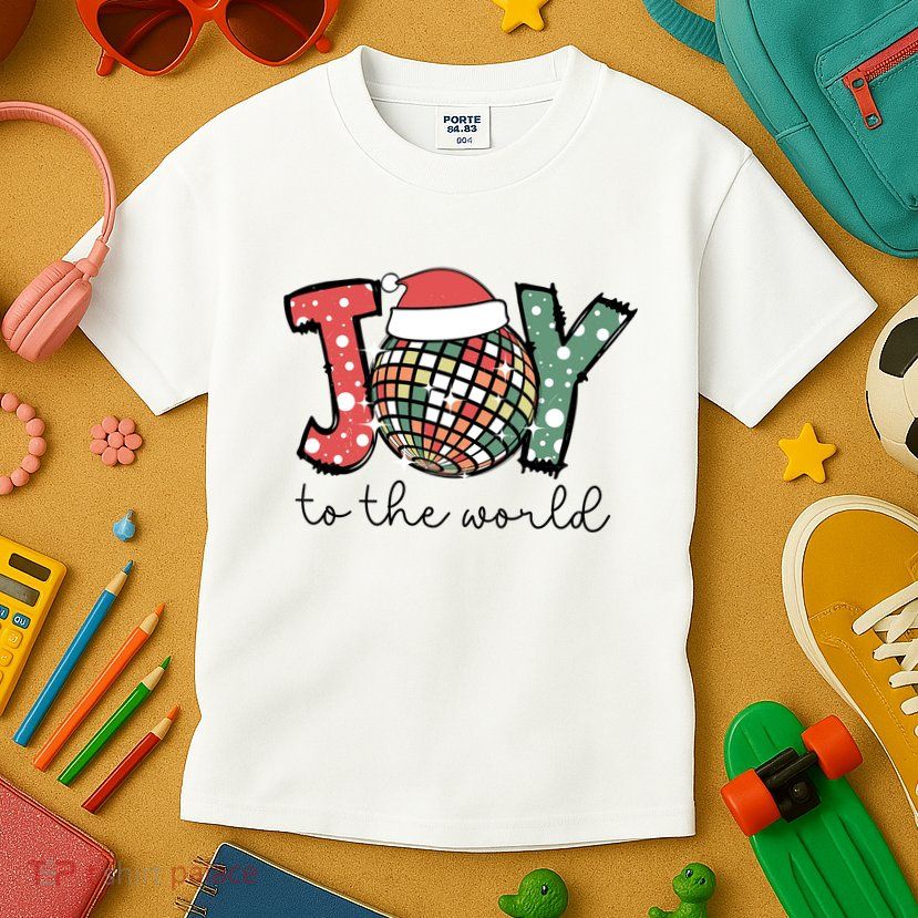 Joy To The World Disco Christmas Holiday Kids T-Shirt