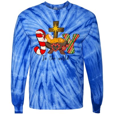 Joy To The World Jesus Sublimation Merry Christmas Gift Tie-Dye Long Sleeve Shirt