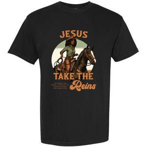 Jesus Take The Reins Christian Black Cowgir Garment-Dyed Heavyweight T-Shirt