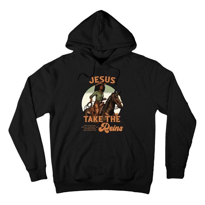 Jesus Take The Reins Christian Black Cowgir Hoodie