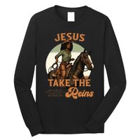 Jesus Take The Reins Christian Black Cowgir Long Sleeve Shirt