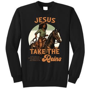 Jesus Take The Reins Christian Black Cowgir Sweatshirt