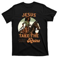 Jesus Take The Reins Christian Black Cowgir T-Shirt