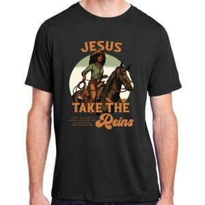 Jesus Take The Reins Christian Black Cowgir Adult ChromaSoft Performance T-Shirt