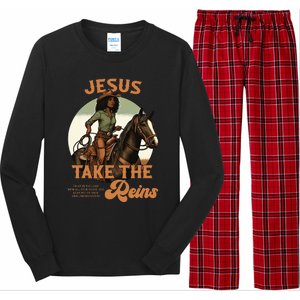 Jesus Take The Reins Christian Black Cowgir Long Sleeve Pajama Set