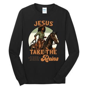 Jesus Take The Reins Christian Black Cowgir Tall Long Sleeve T-Shirt