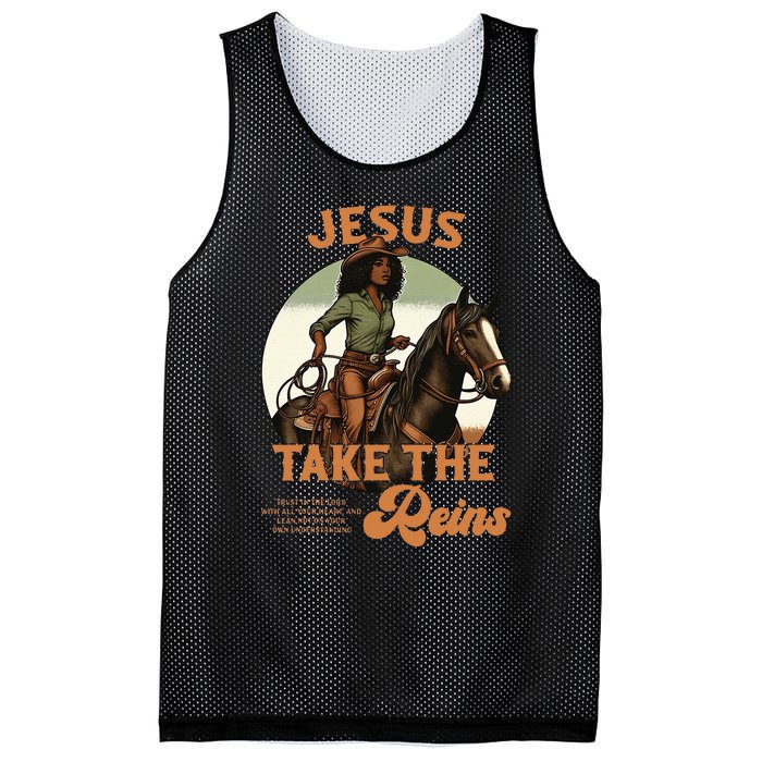 Jesus Take The Reins Christian Black Cowgir Mesh Reversible Basketball Jersey Tank