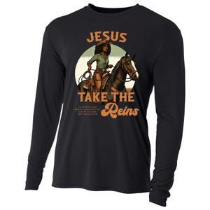 Jesus Take The Reins Christian Black Cowgir Cooling Performance Long Sleeve Crew