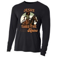 Jesus Take The Reins Christian Black Cowgir Cooling Performance Long Sleeve Crew