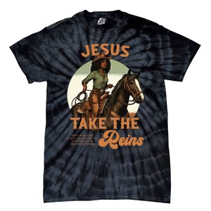 Jesus Take The Reins Christian Black Cowgir Tie-Dye T-Shirt