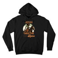 Jesus Take The Reins Christian Black Cowgir Tall Hoodie