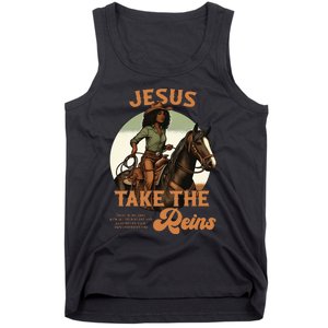 Jesus Take The Reins Christian Black Cowgir Tank Top