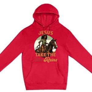 Jesus Take The Reins Christian Black Cowgir Premium Pullover Hoodie