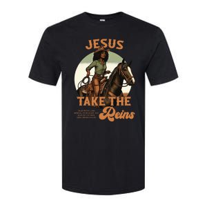 Jesus Take The Reins Christian Black Cowgir Softstyle CVC T-Shirt