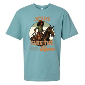 Jesus Take The Reins Christian Black Cowgir Sueded Cloud Jersey T-Shirt