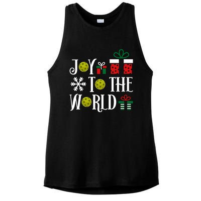 Joy To The World Pickleball Christmas Gift Ladies PosiCharge Tri-Blend Wicking Tank